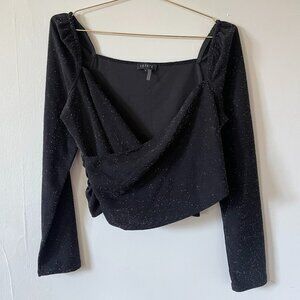 1.STATE Black Shimmer Wrap Top – Long Sleeve – Size L